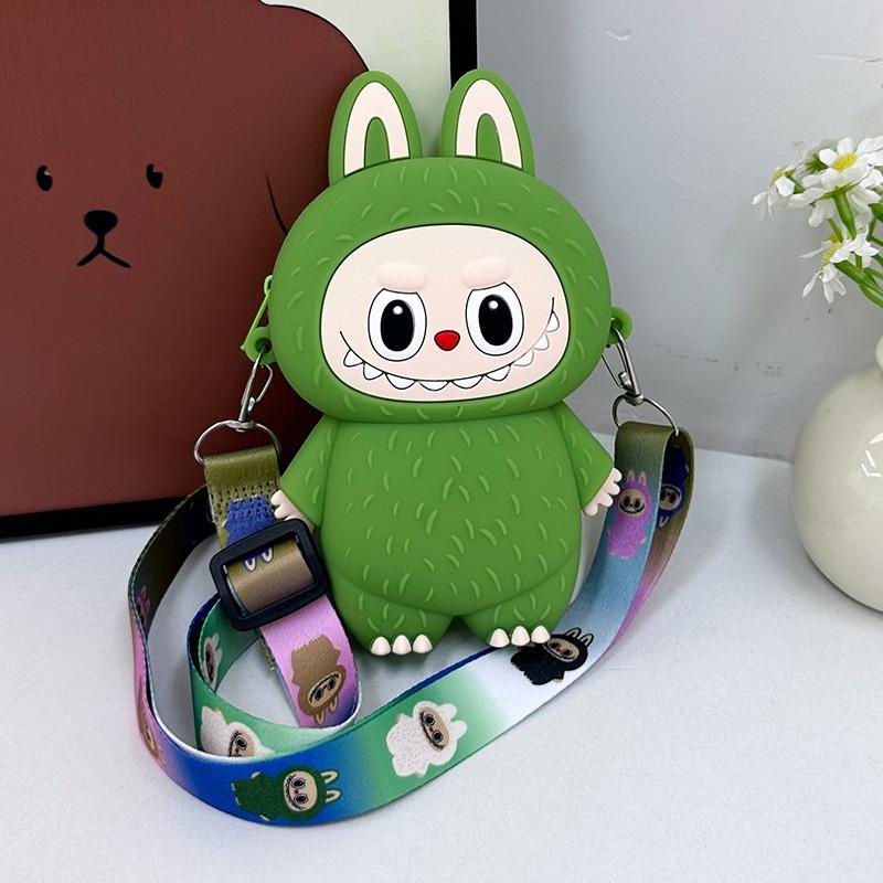 Labubu Macaron Mini Messenger Bag â€“ Soft Silicone Coin Purse Green