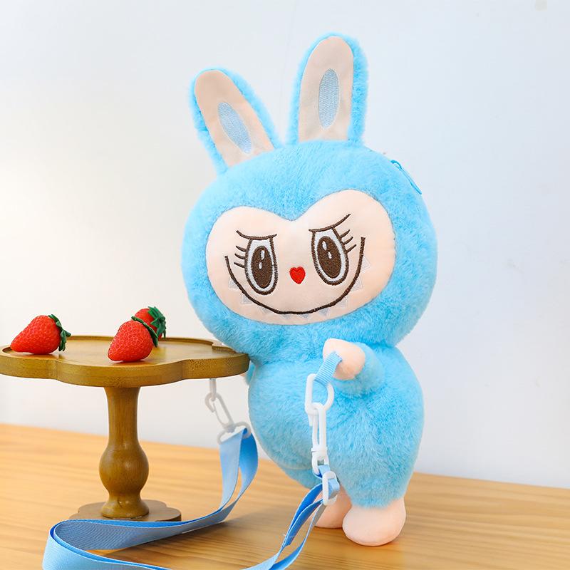 Labubu Party Rag Doll Bag Soft Girl Daily Versatile Messenger Bag Plush Rabbit Doll Bag Blue