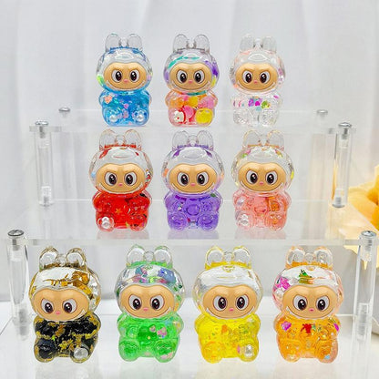 Labubu Acrylic Quicksand Keychain â€“ Glow Bubble Bead Pendant