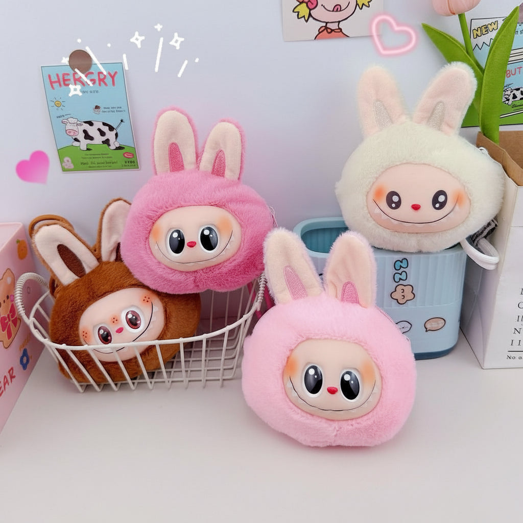 Labubu Plush Wallet Keychain Pendant | Mini Zipper Pouch • Cute Hanging Decoration • Bag & Key Accessory