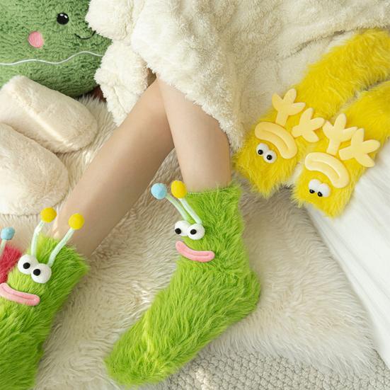 Funny Big-Eye Animal Cartoon Socks â€“ Thick Fuzzy Plush