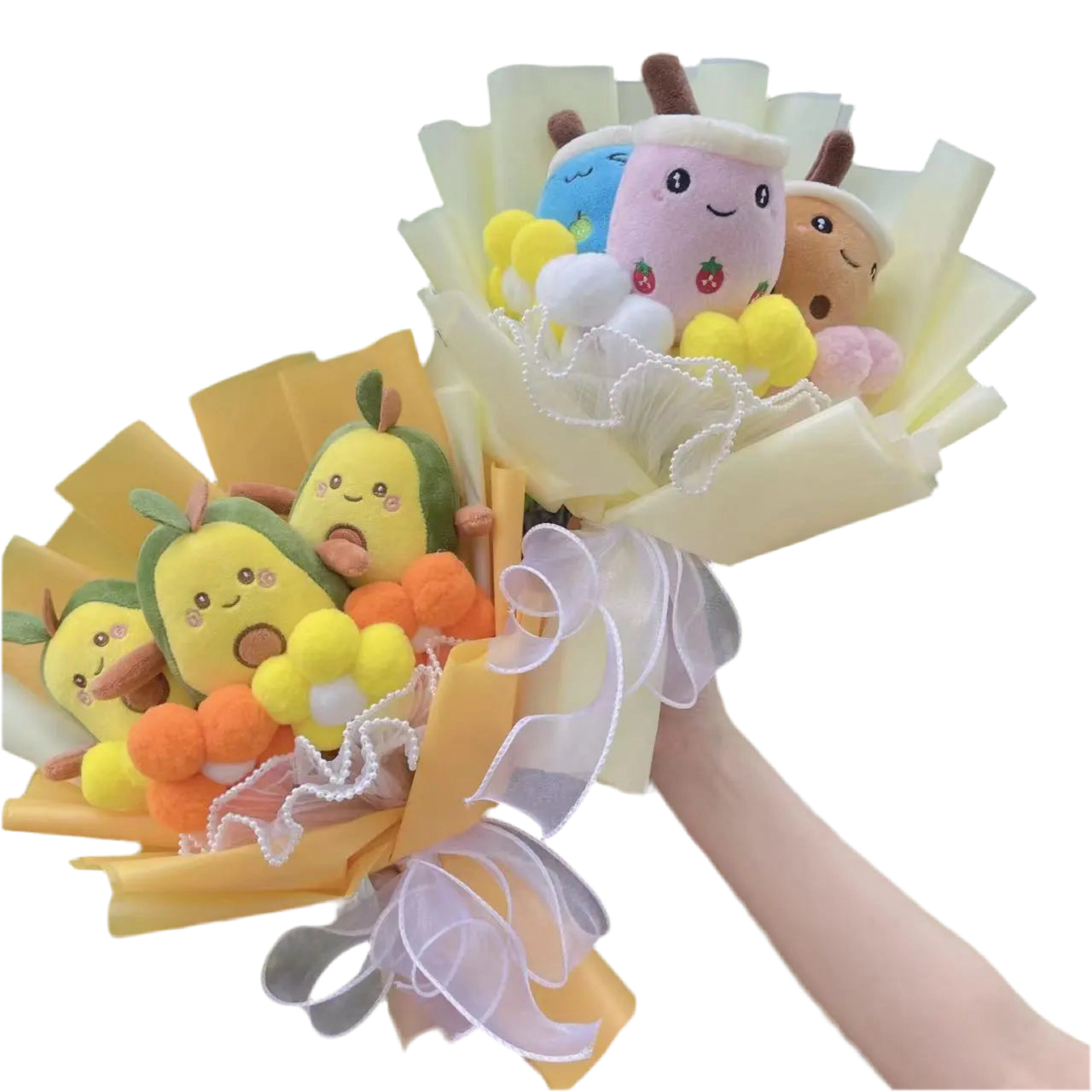 Plush Bubble Tea Avocado Flower Gift Bouquet