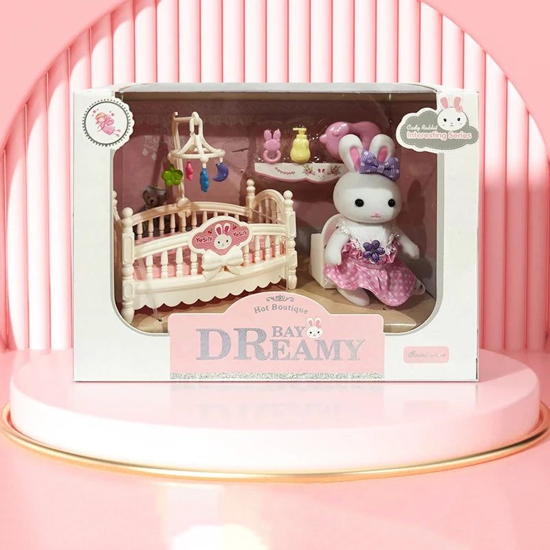 Little Rabbit Dresser Scene Playset – Simulation Modelling Toy Multi Baby bed