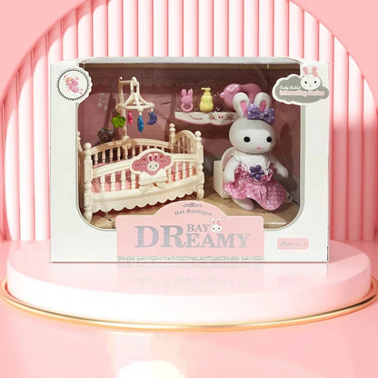 Little Rabbit Dresser Scene Playset – Simulation Modelling Toy Multi Baby bed