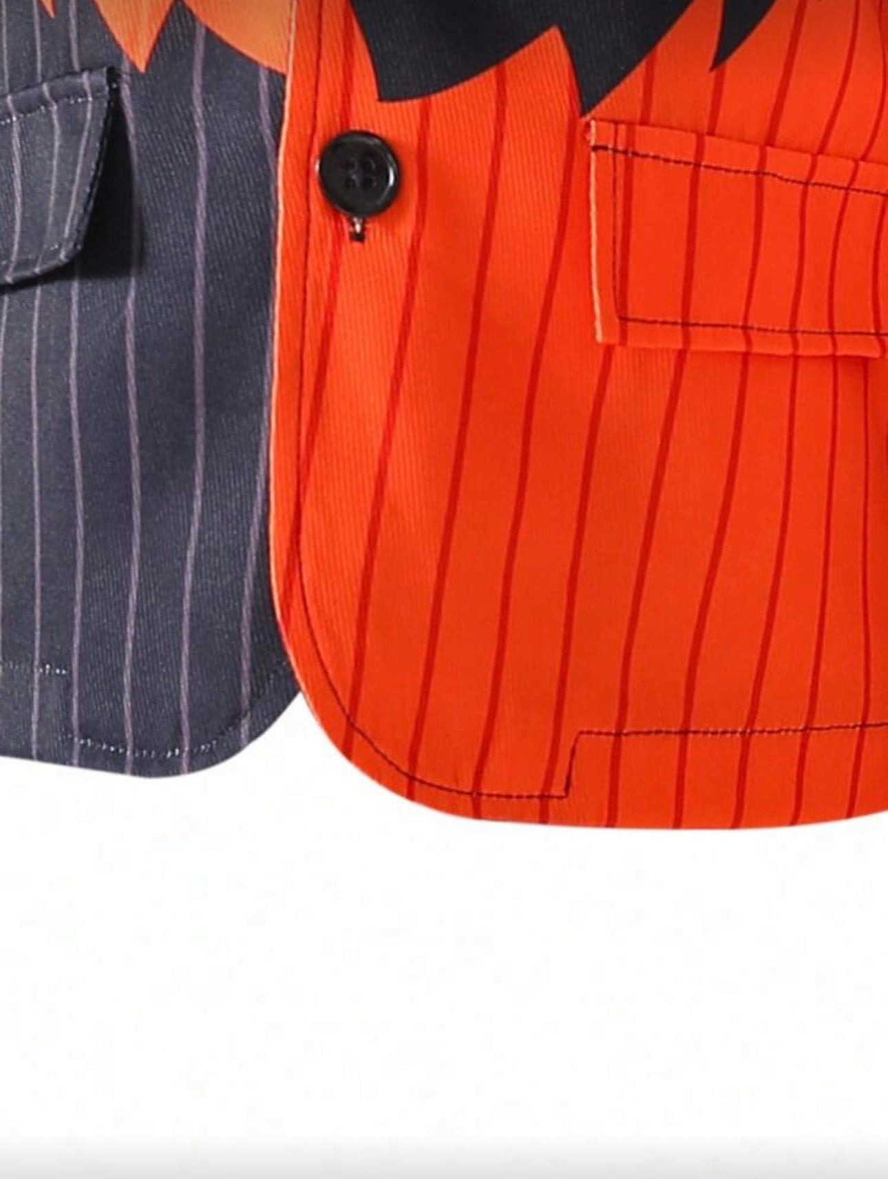 Kids Boys Jack-O Pinstripe Suitmeister Costume 3-Piece Suit | Pumpkin Print Jacket, Trousers & Tie (Age 2-7 YRS)
