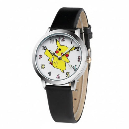 Children’s Pikachu Pokemon Leather Watch | Cartoon Pokémon Kids Clock Black