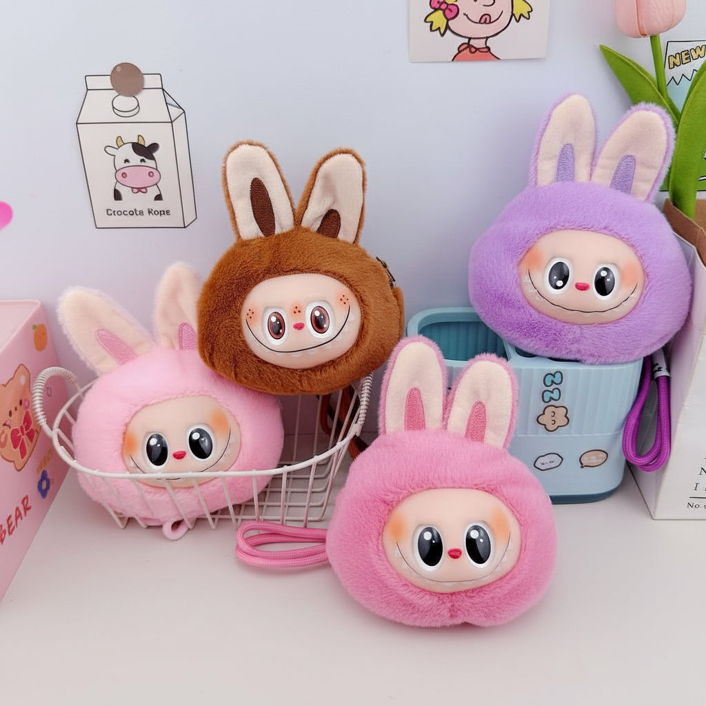 Labubu Plush Wallet Keychain Pendant | Mini Zipper Pouch • Cute Hanging Decoration • Bag & Key Accessory