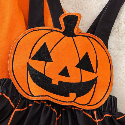 Baby Girls Pumpkin Bodysuit & Dress Halloween Costume (Age Newborn - 18M)