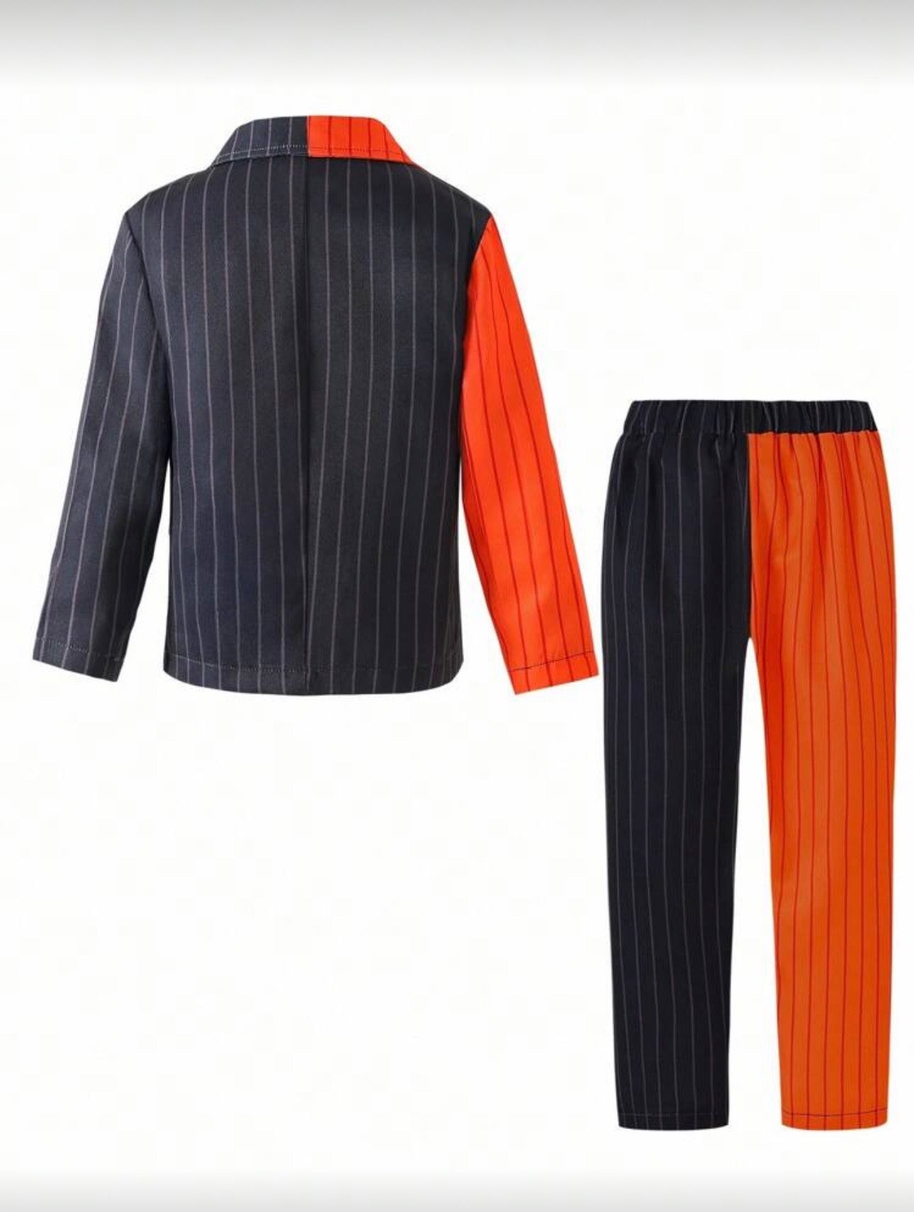 Kids Boys Jack-O Pinstripe Suitmeister Costume 3-Piece Suit | Pumpkin Print Jacket, Trousers & Tie (Age 2-7 YRS)