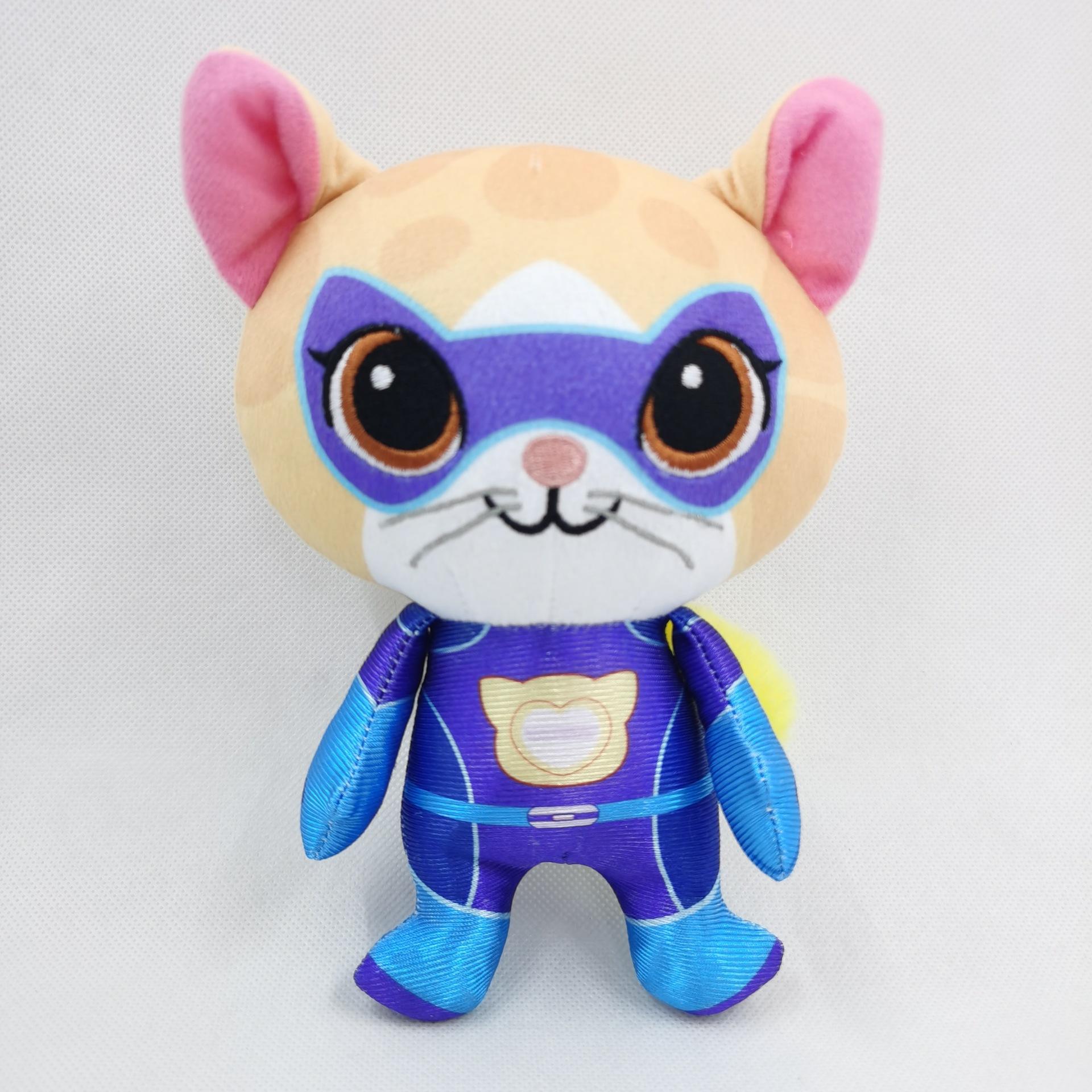 SuperKitties Plush Cat Team â€“ 18cm | Soft Hero Cat Plush Dolls Purple
