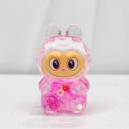 Labubu Acrylic Quicksand Keychain â€“ Glow Bubble Bead Pendant Pink