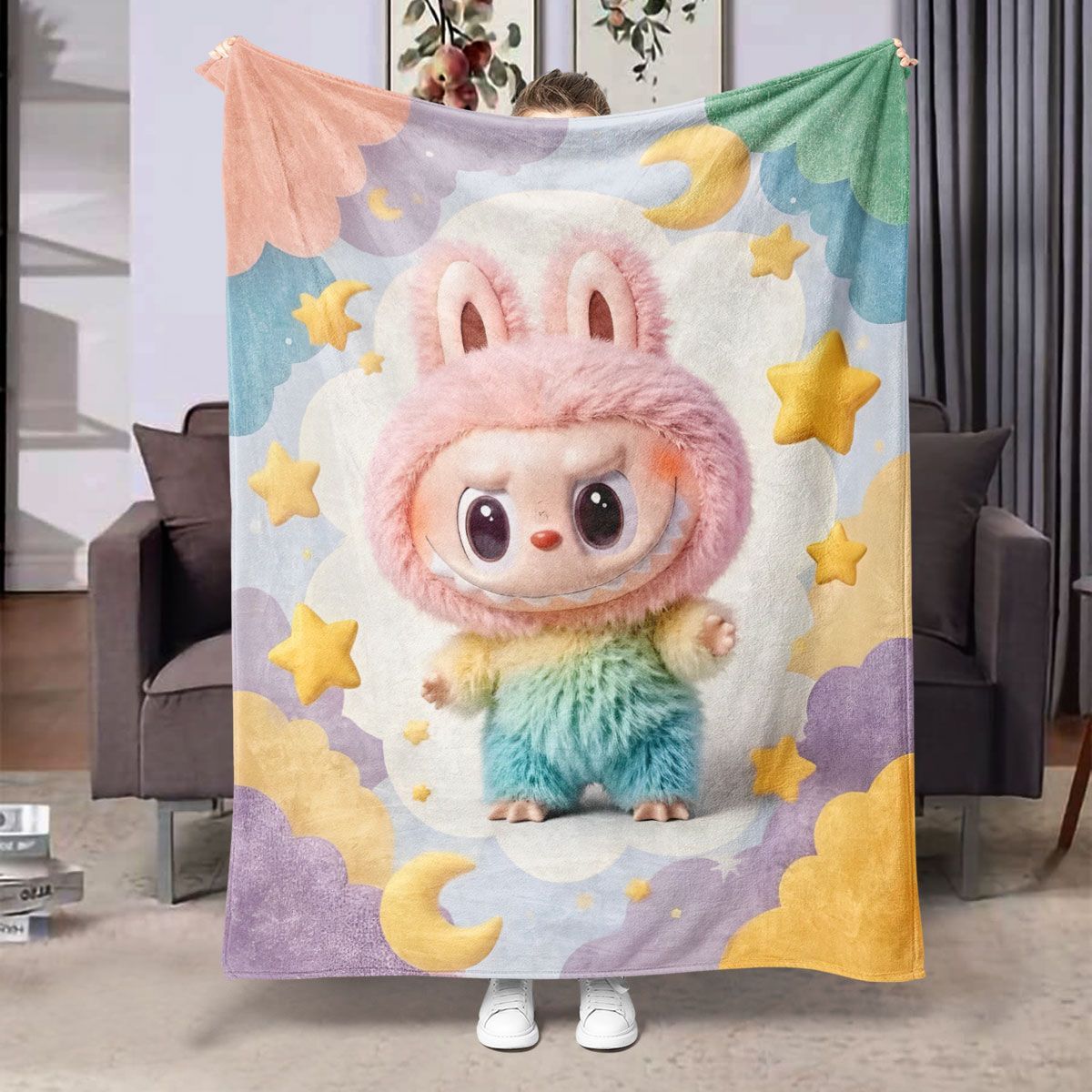 Labubu Flannel Blanket â€“ Cozy All-season Nap Throw | Soft Plushie Pairing