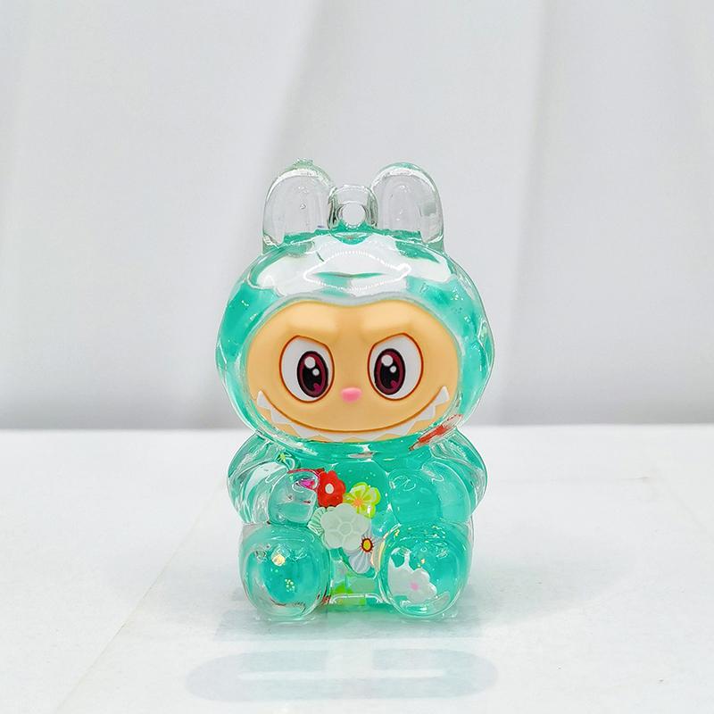 Labubu Acrylic Quicksand Keychain â€“ Glow Bubble Bead Pendant Green