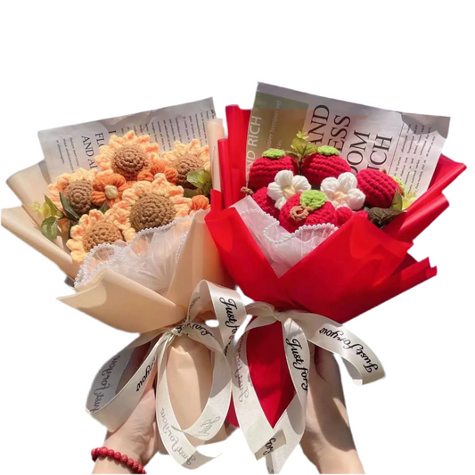 Plush Strawberry Orange Stuffed Flower Gift Bouquets - 40cm