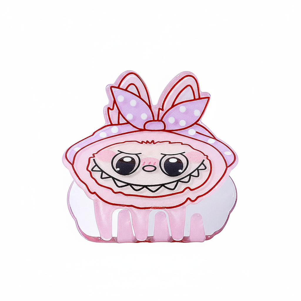 Labubu Acrylic Hair Claw Clip | Cute Cartoon Claw Clamp Pink
