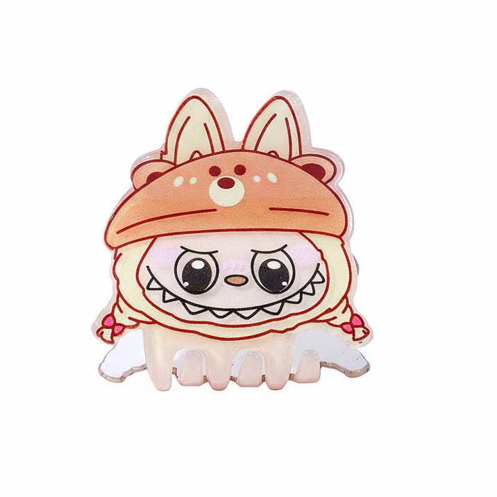 Labubu Acrylic Hair Claw Clip | Cute Cartoon Claw Clamp Beige