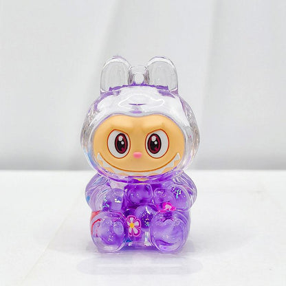 Labubu Acrylic Quicksand Keychain â€“ Glow Bubble Bead Pendant Purple