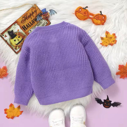 Baby Purple Halloween Knitted Cardigan (Age 9M-3YRS)