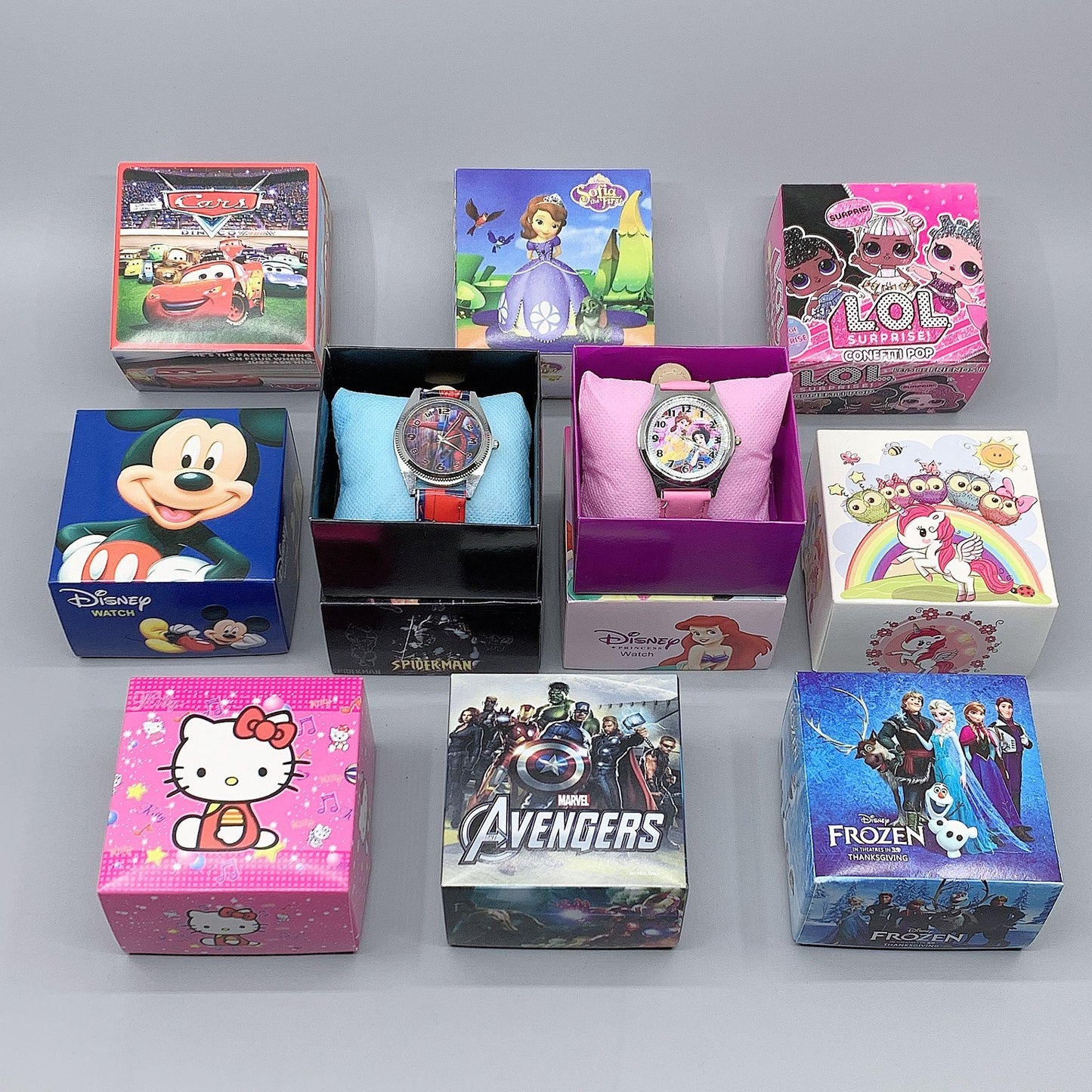 Children’s Character Watch & Gift Box Set – Disney, Marvel, Hello Kitty, LOL Surprise | Assorted Styles | Ages 3+