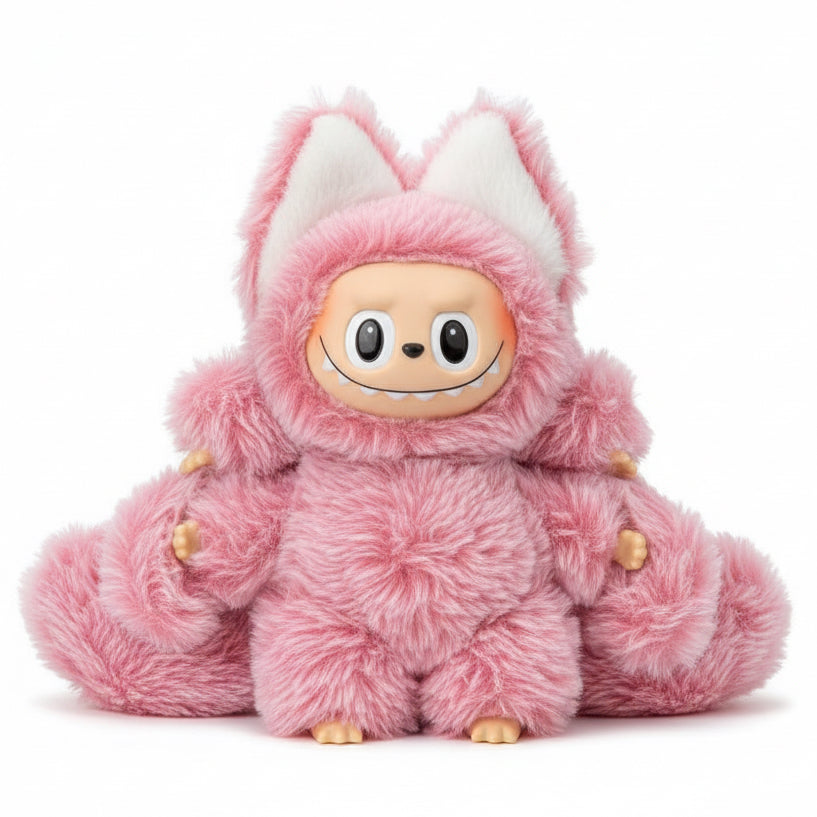 Rare Labubu Nine‑Tailed Fox Plush Doll | Mystical Soft Toy • Collector’s Plush Figure Pink