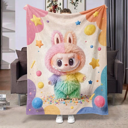 Labubu Flannel Blanket â€“ Cozy All-season Nap Throw | Soft Plushie Pairing Multicolor A
