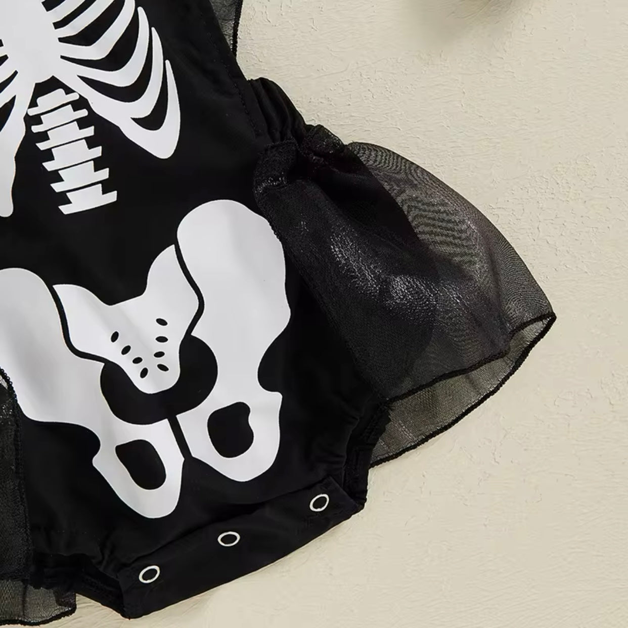 Baby Girl Skeleton Print Halloween Romper (Age 3M-18M