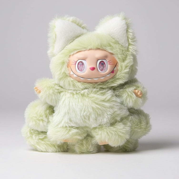 Rare Labubu Nine‑Tailed Fox Plush Doll | Mystical Soft Toy • Collector’s Plush Figure Green