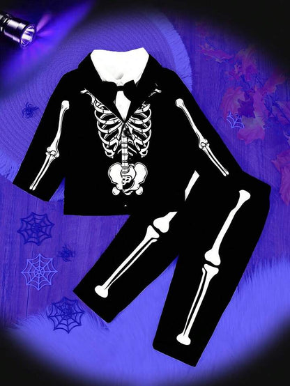 Baby/Toddler Glow-in-the-Dark Skeleton Gentleman â€“ 2pc Halloween Blazer & Pants Set (Age 6M-3 YRS)