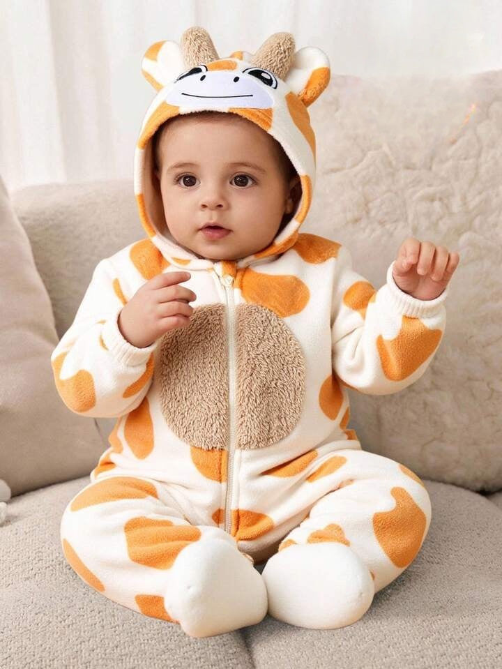 Baby/Toddler Giraffe Halloween Costume Hooded Romper â€“ Warm Fleece Jumpsuit Costume (Age Newborn-3 YRS)