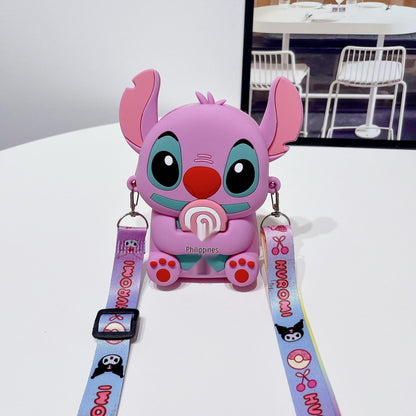 Stitch & Angel Silicone Wallet â€“ Kidsâ€™ Crossbody Coin Purse | Waterproof Character Bag Multicolor Angel - A