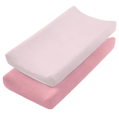 Muslin Changing Pad Cover for Changing Table (Set of 2) Pink Blush