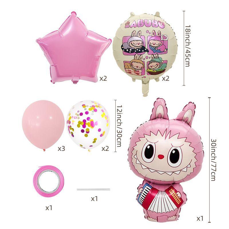 Labubu Aluminum Film Balloon Set â€“ Cartoon Birthday Party Decoration