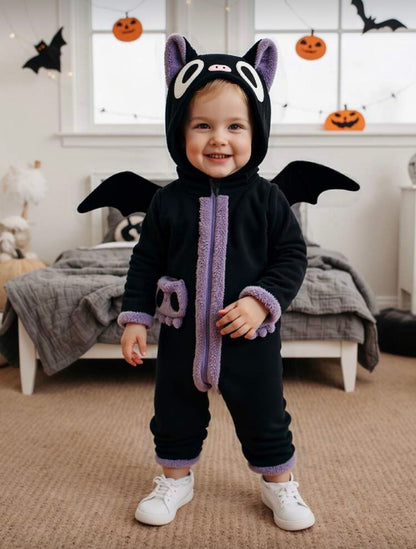 Toddler & Baby Black Cat Costume â€“ Hooded Halloween Jumpsuit with Wings (Age 3M-3 YRS)