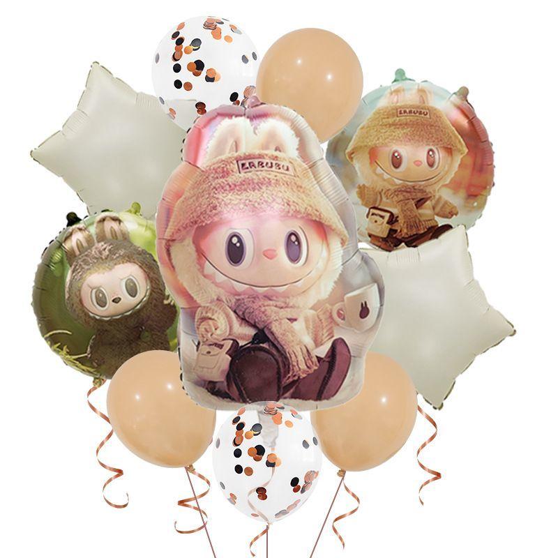 Labubu Aluminum Film Balloon Set â€“ Cartoon Birthday Party Decoration Yellow
