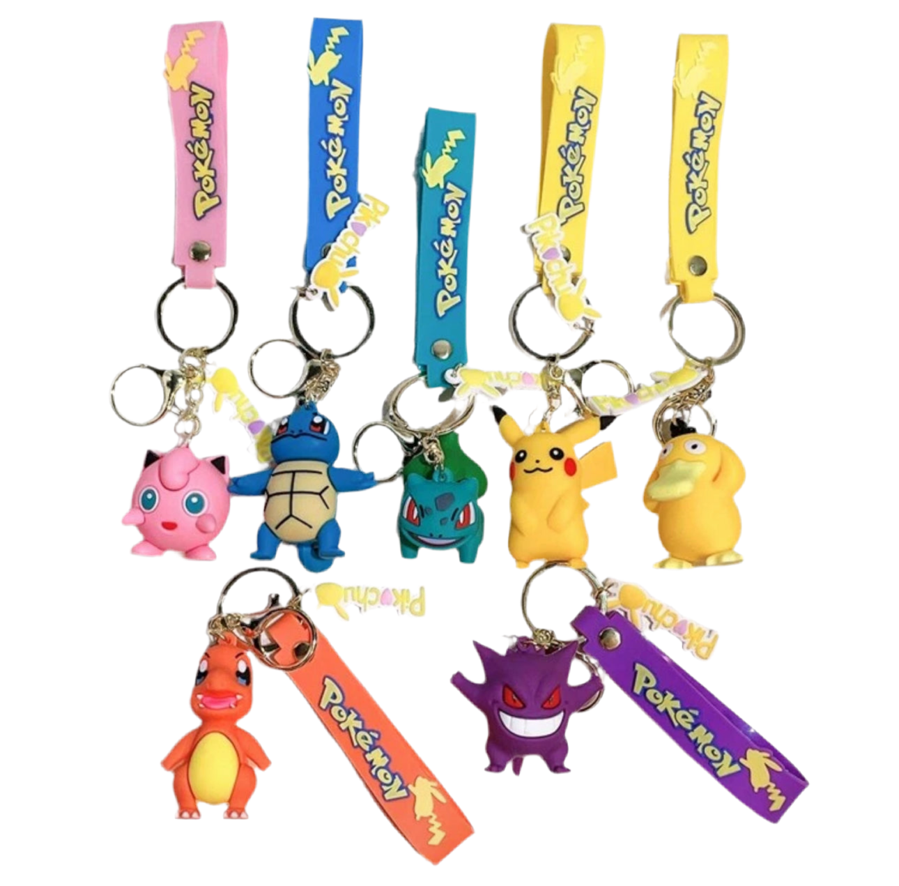 Pokémon Keychain Featuring Pikachu and Bulbasaur Figures Multicolor 6 Pack