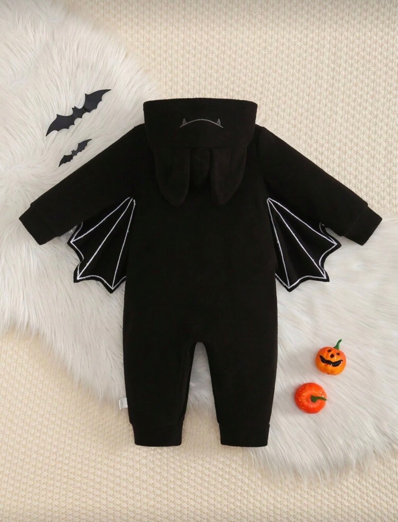 Bat Embroidery Halloween Baby Romper Set â€“ Thickened Long Sleeve Bodysuit with 3D Ear Hat | Age 6M - 3 YRS