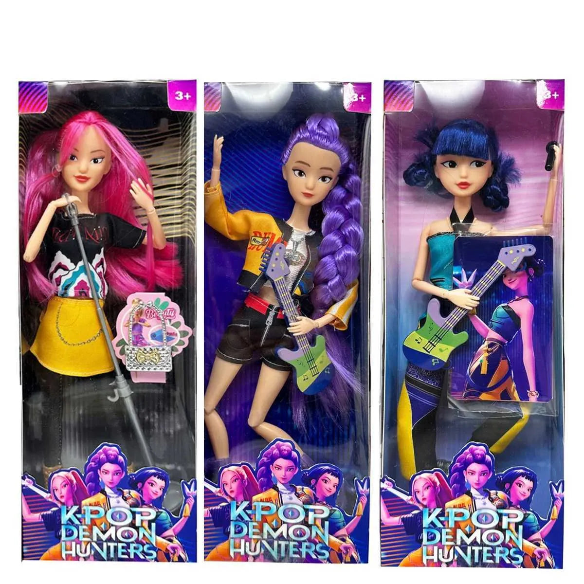 Demon Hunters Vinyl Doll Series – Rumi, Mira & Zoi | Anime K‑Pop Character Figurine | 15–18cm
