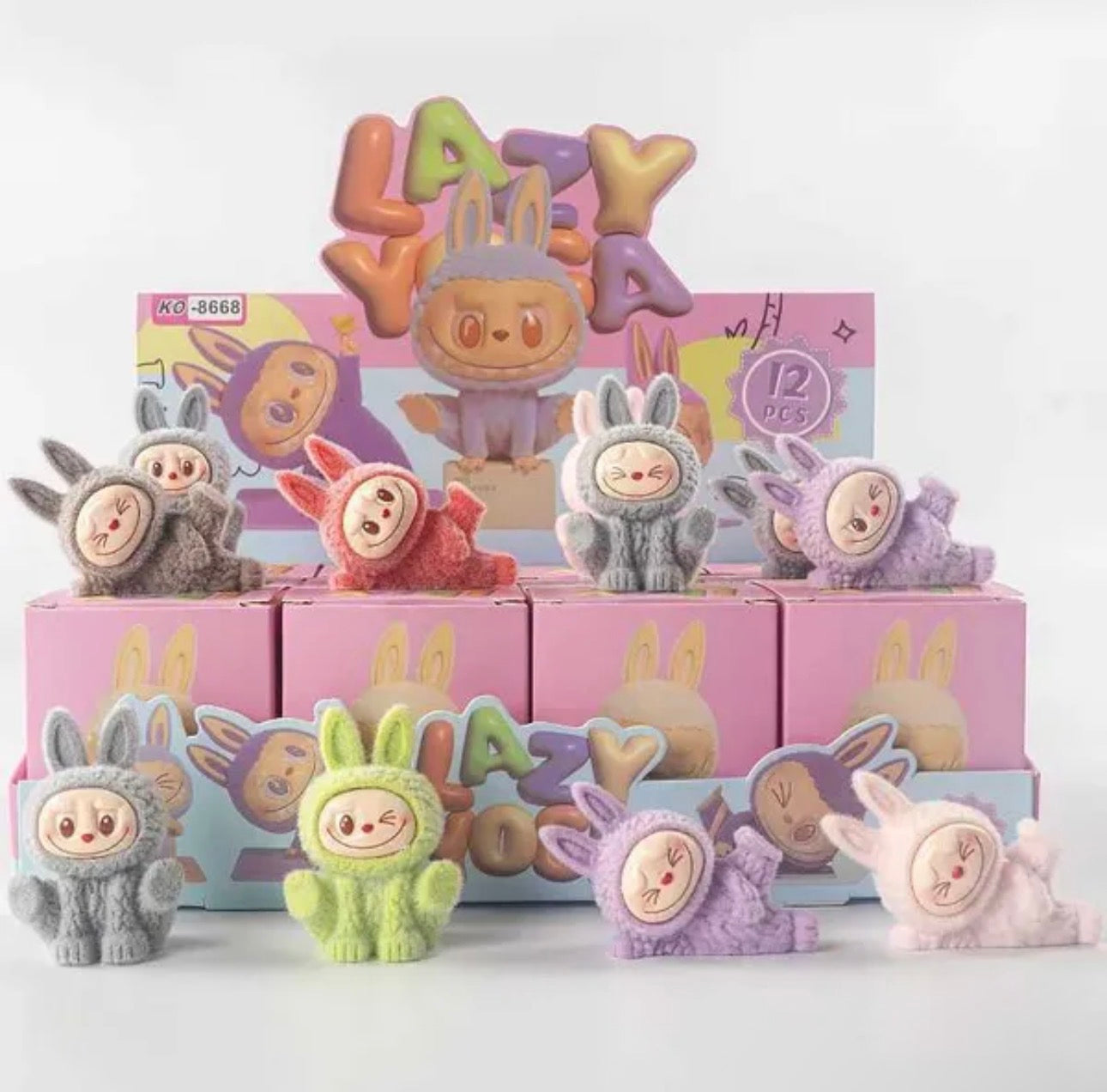 Labubu The Monsters Blind Box Set â€“ 12 Mini Anime Figures | Cute Collectible Dolls | 7cm Multicolor 12 Pack Lazy Yoga