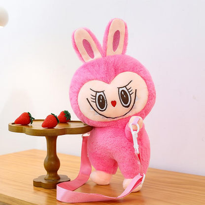 Labubu Party Rag Doll Bag Soft Girl Daily Versatile Messenger Bag Plush Rabbit Doll Bag Pink