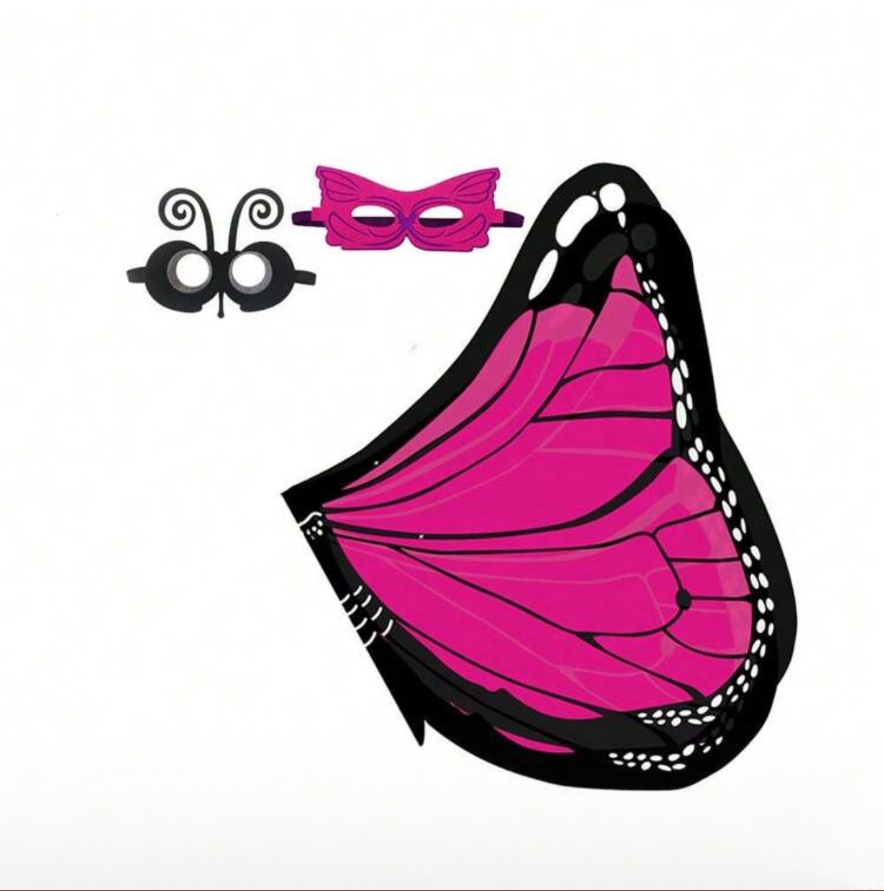 New Kids Fairy Costume Set With Butterfly Wing Cloak & Mask, Cute Butterfly Dress-Up Cloak Suitable For Outdoor Play, Great Valentine's Day And New Year Gift Pink SP32-2B Three-piece Set