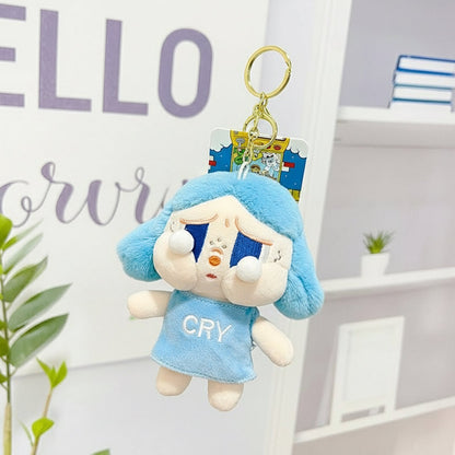 POP MART Crybaby Plush Keychain â€“ 13cm Soft Character Accessory Blue