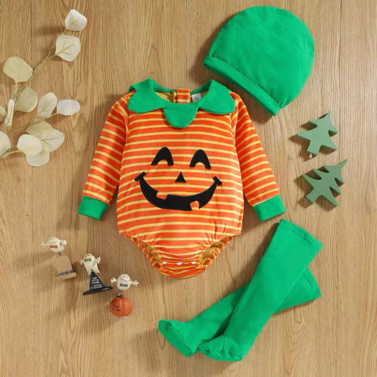 Baby Orange Halloween Bodysuit Socks & Hat Costume (Age Newborn - 24M)