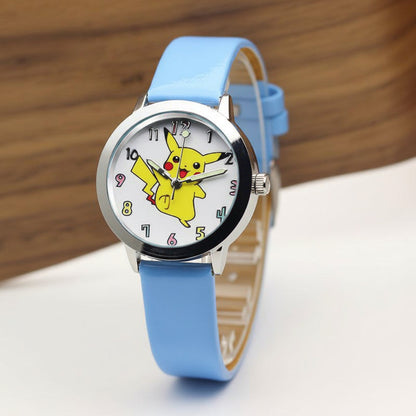 Children’s Pikachu Pokemon Leather Watch | Cartoon Pokémon Kids Clock