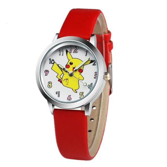 Children’s Pikachu Pokemon Leather Watch | Cartoon Pokémon Kids Clock