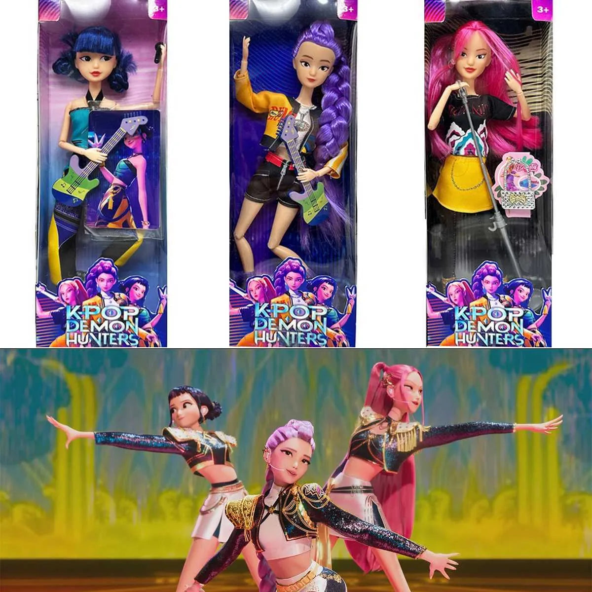 Demon Hunters Vinyl Doll Series – Rumi, Mira & Zoi | Anime K‑Pop Character Figurine | 15–18cm