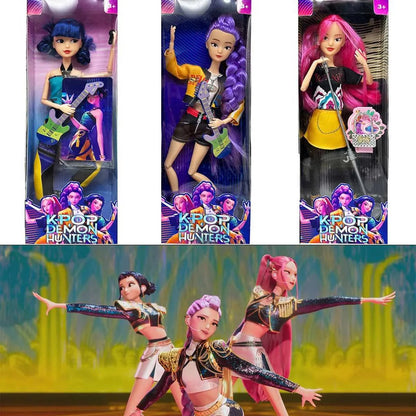 Demon Hunters Vinyl Doll Series – Rumi, Mira & Zoi | Anime K‑Pop Character Figurine | 15–18cm