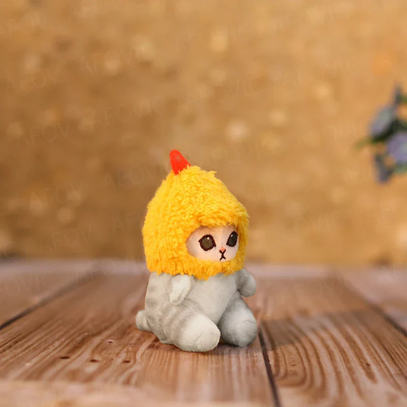 Kawaii Anime Hobby Tempura Fried Shrimp Shark Cat Plush Doll Yellow