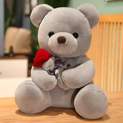 Plush Rose Teddy Bear Stuffed Toy - 45cm Grey 25cm