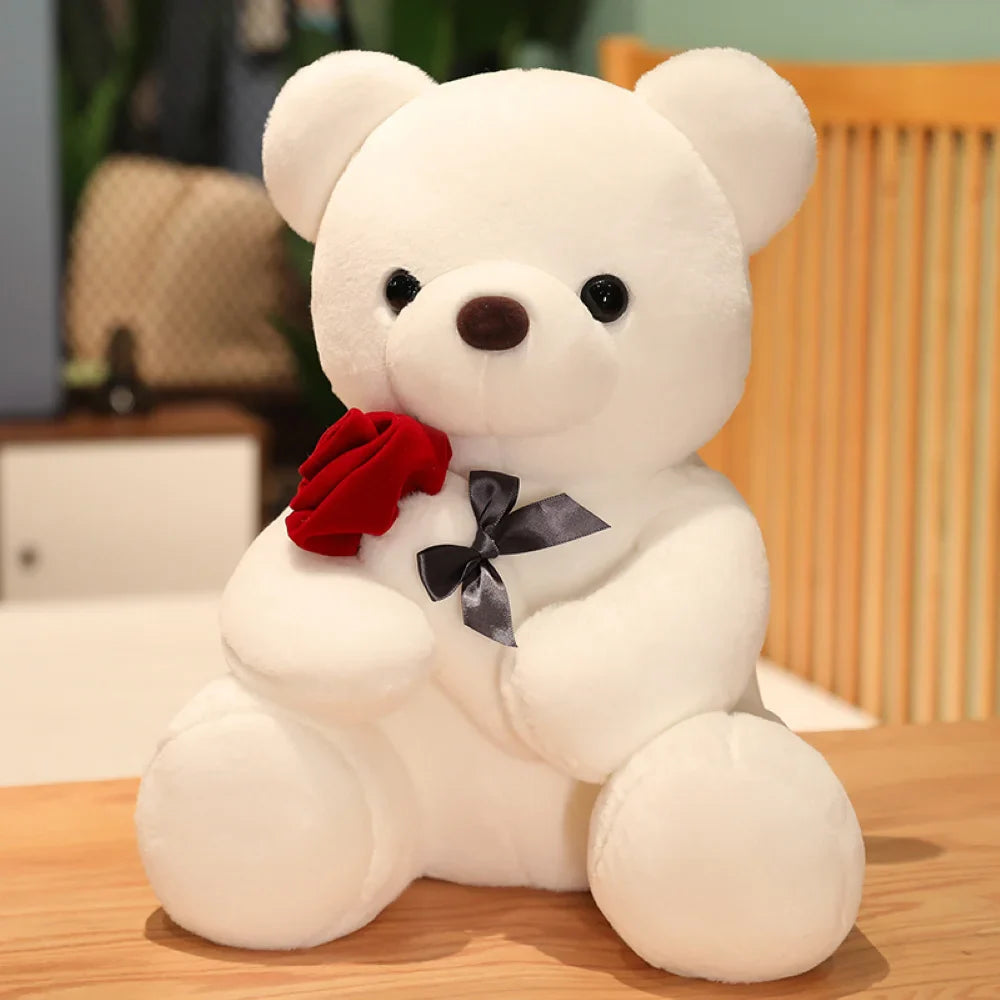 Plush Rose Teddy Bear Stuffed Toy - 45cm Beige 25cm