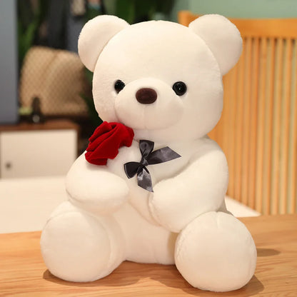Plush Rose Teddy Bear Stuffed Toy - 45cm Beige 25cm